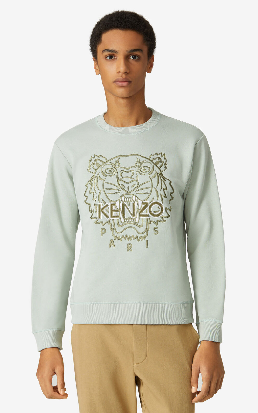 Sweatshirt Kenzo Tiger Masculino - Verde Oliva Verdes | 214PWEFAT